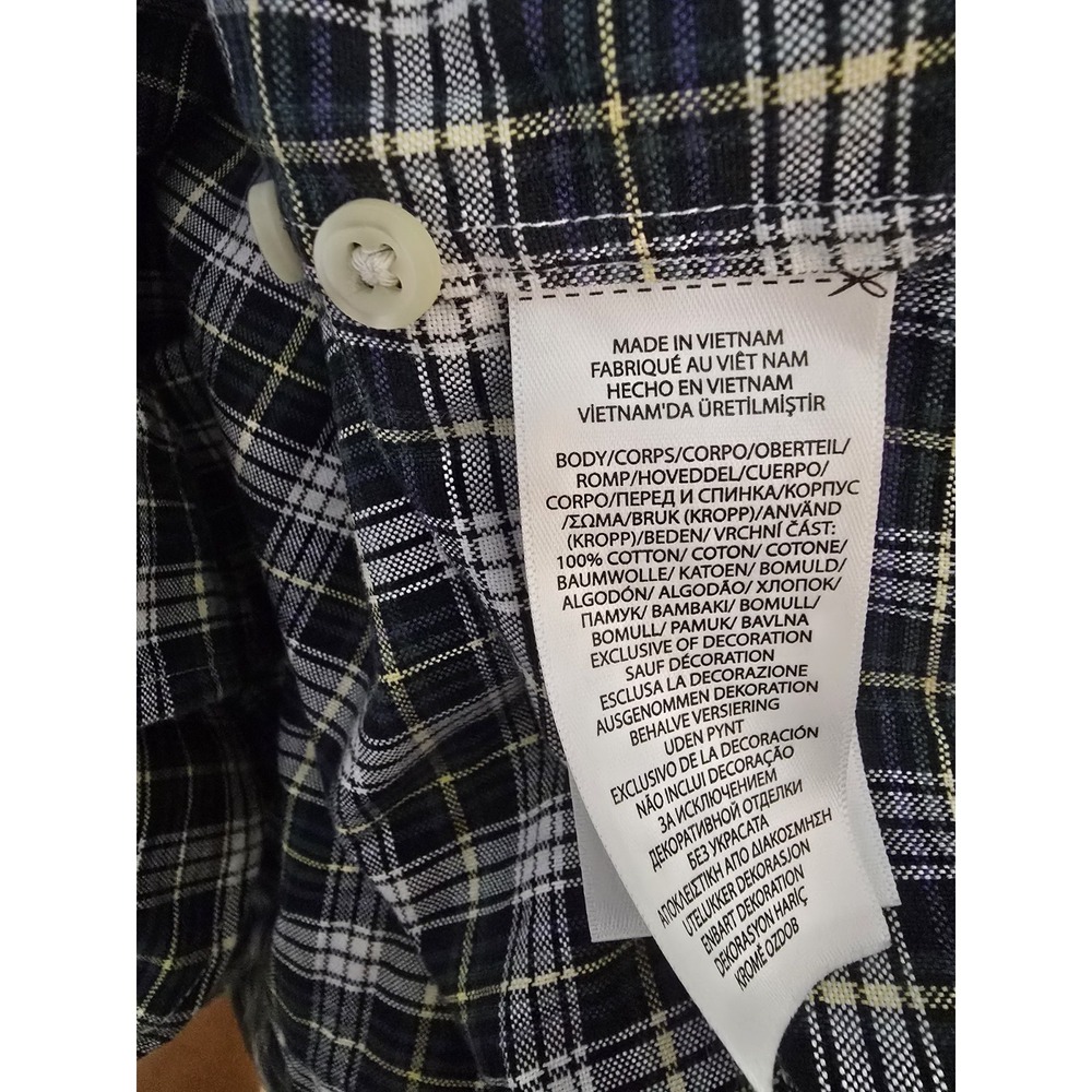 Ralph Lauren Mens XL Classic Fit Plaid Button Down Shirt Navy Blue Yellow White - Picture 5 of 6
